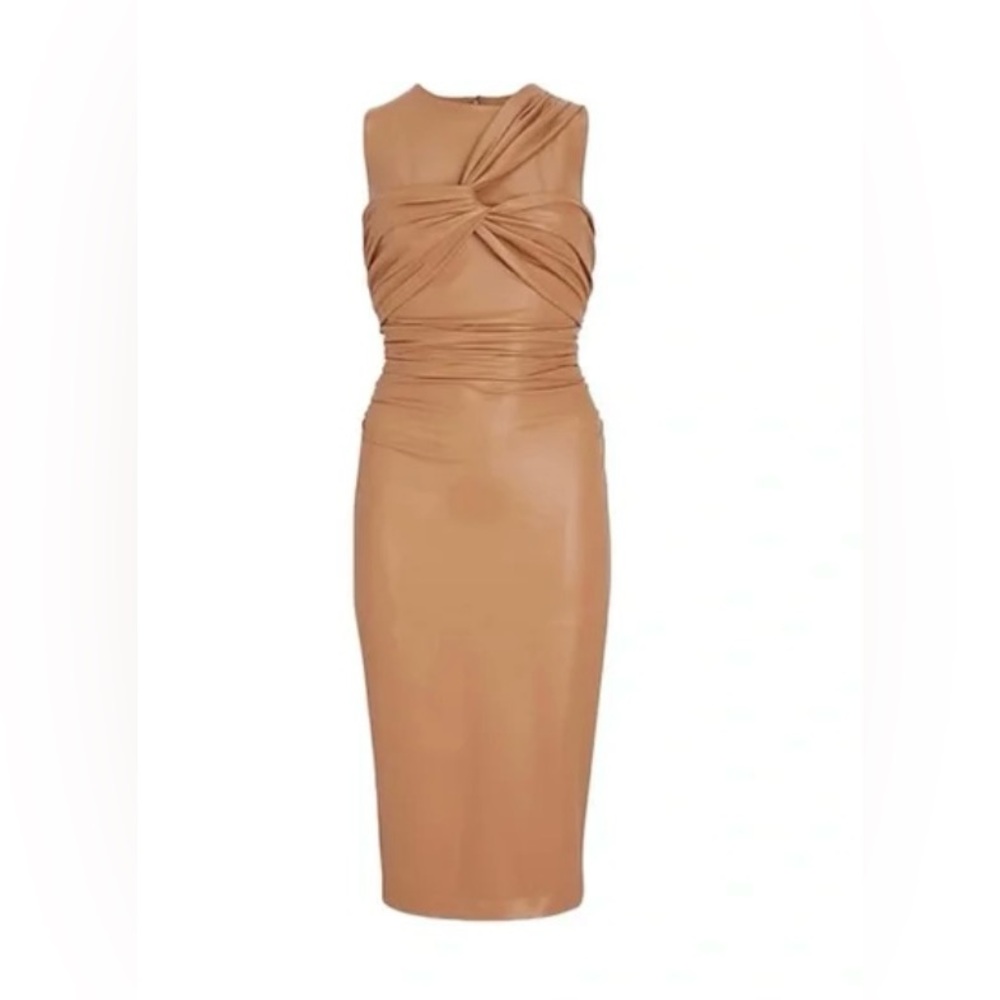 Express Faux Leather Body Contour Midi Dress
